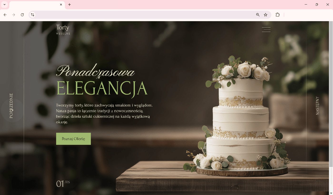 Strona WWW pracowni tortów na ekranie laptopa