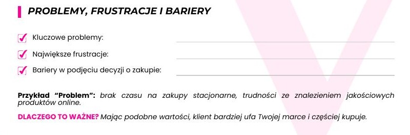 Fragment szablonu: problemy, frustracje i bariery w podjęciu decyzji zakupowej